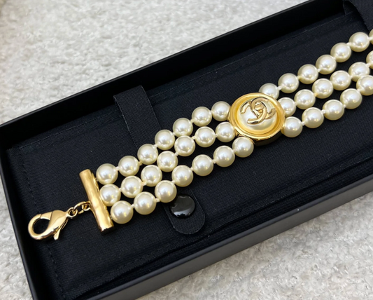 Chanel 24A Triple Row Pearl Bracelet