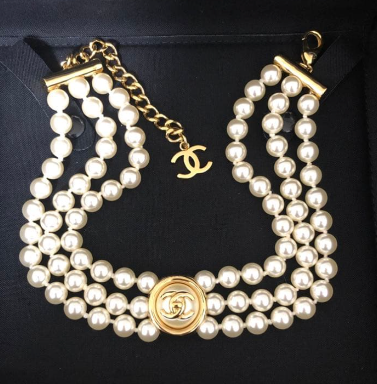Chanel Triple Row Pearl Choker