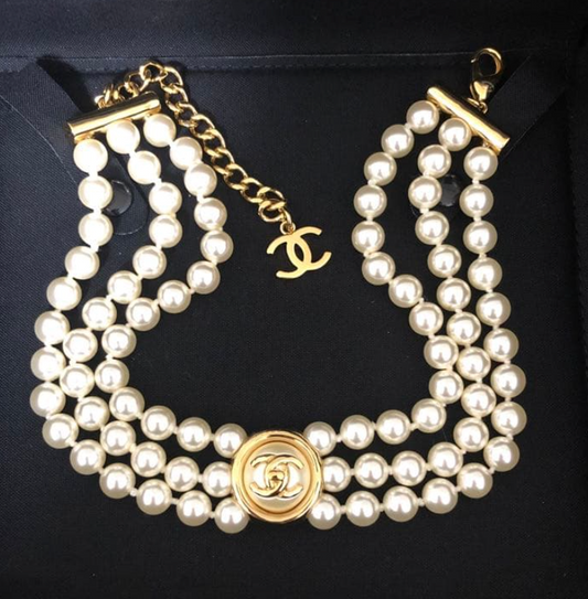 Chanel Triple Row Pearl Choker