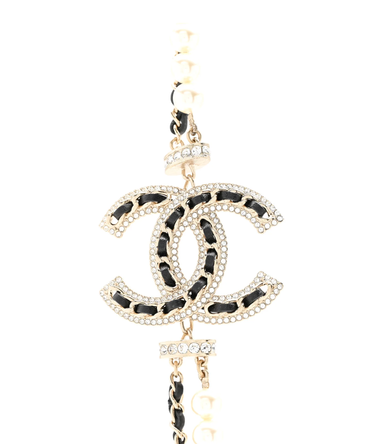 Chanel Lambskin Pearl Crystal CC Multi Strand Necklace
