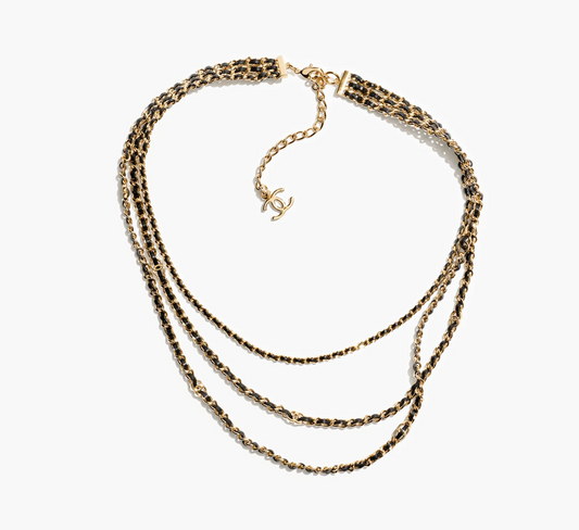 Chanel metal and sheepskin gold and black