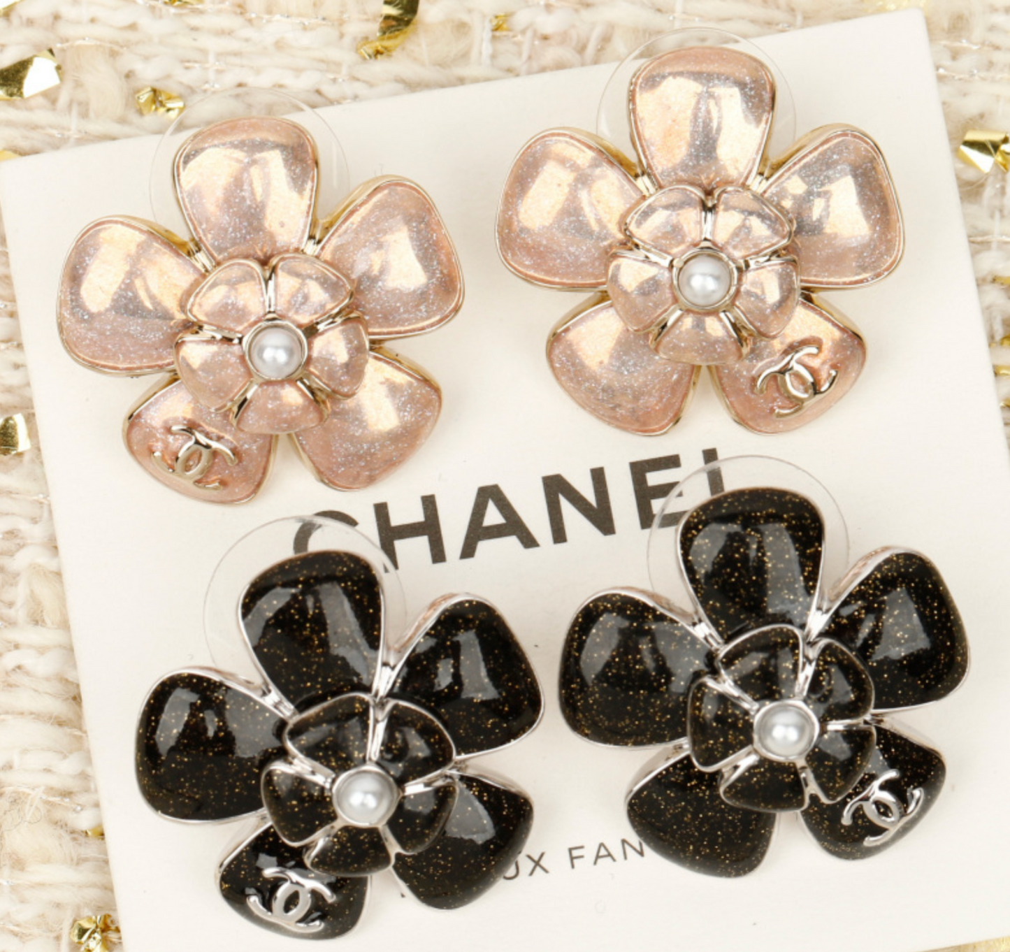 Chanel Camellia stud earrings