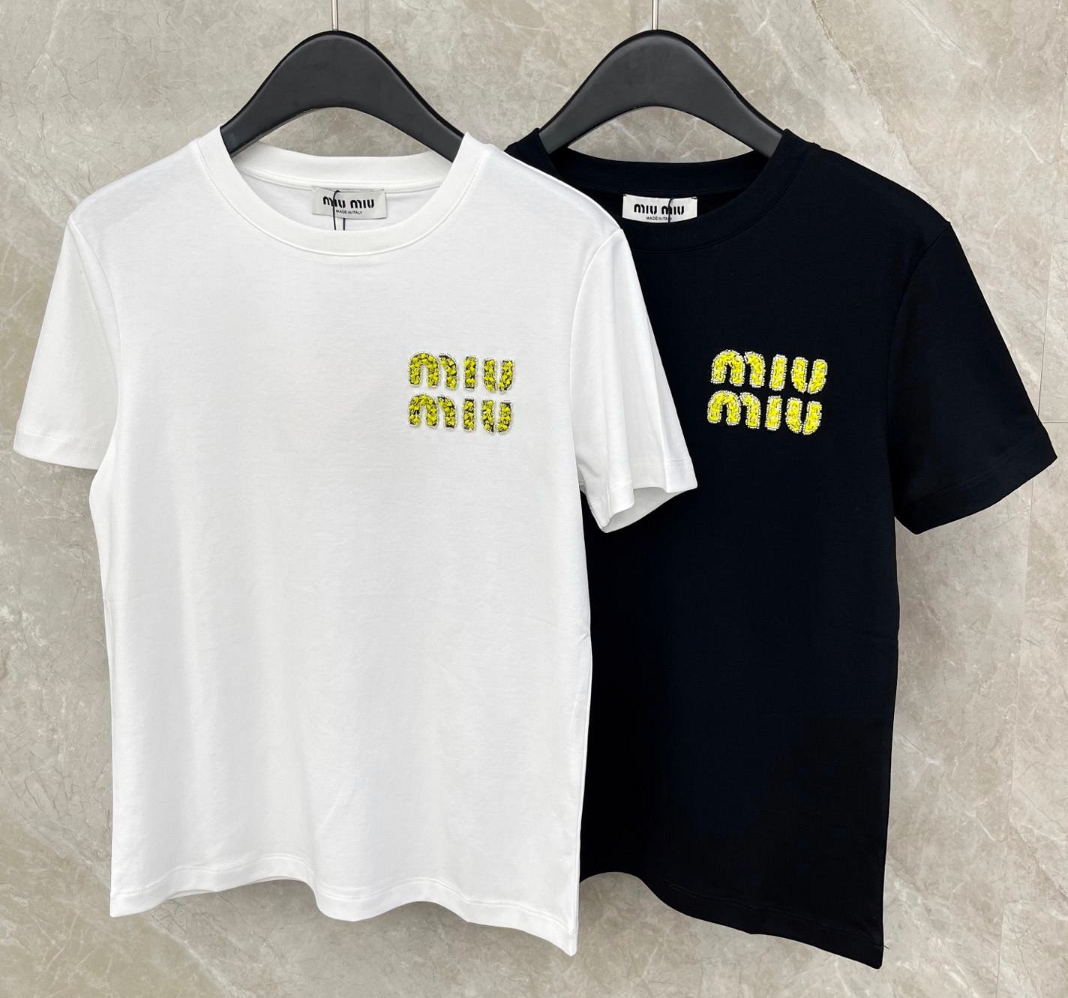 Miu Miu crystal-embellished cotton T-shirt