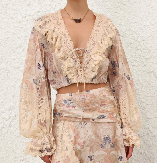 ZIMMERMANN Rebellion Lace-Up Blouse