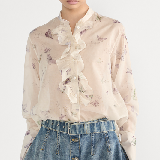 Dior Blouse with Ruffled Neckline
