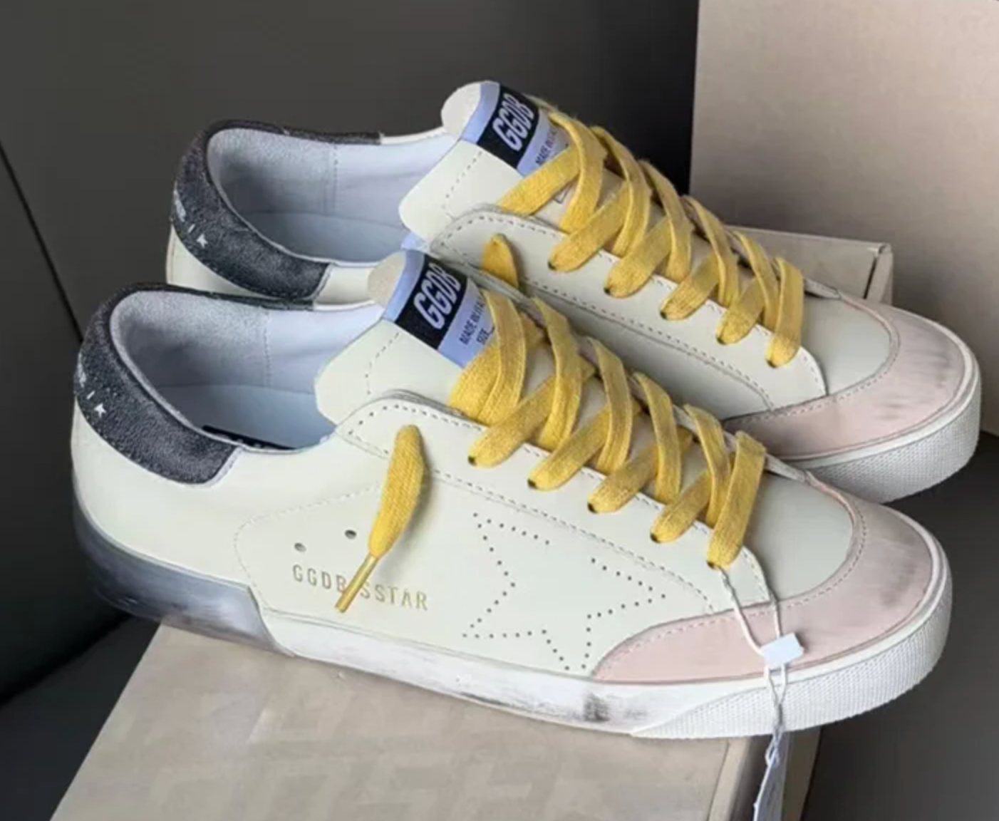 Penstar Perforated Star Leather Sneakers
