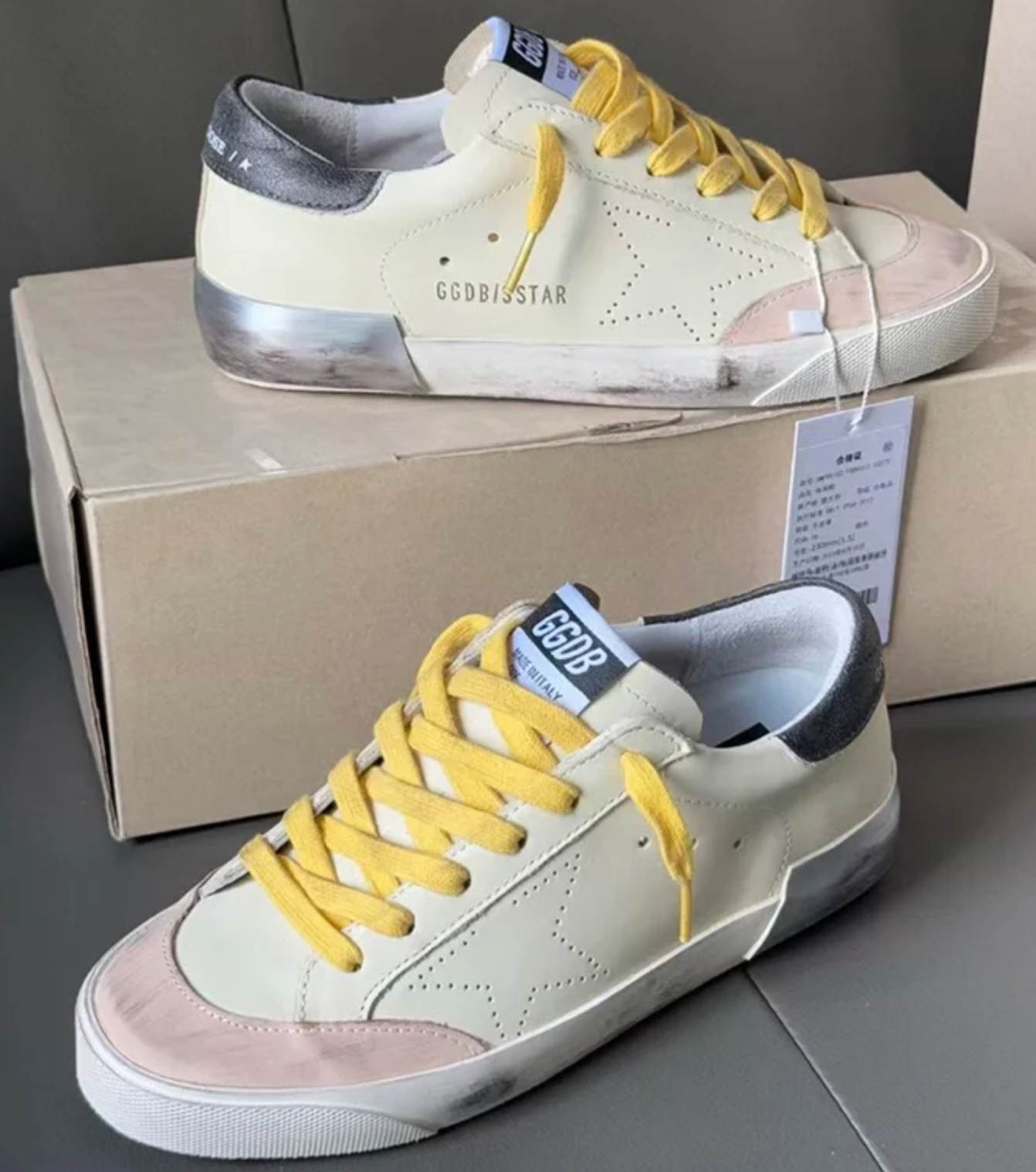 Penstar Perforated Star Leather Sneakers