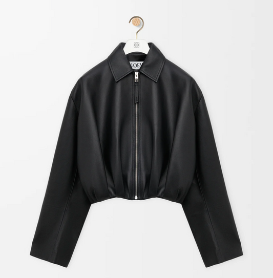 Draped jacket in nappa lambskin
