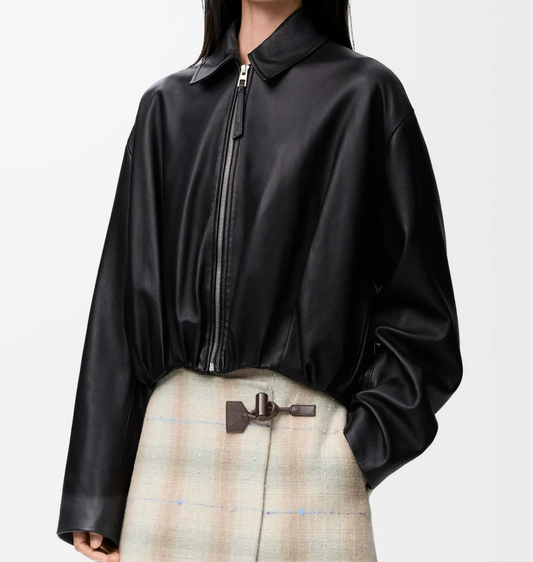 Draped jacket in nappa lambskin