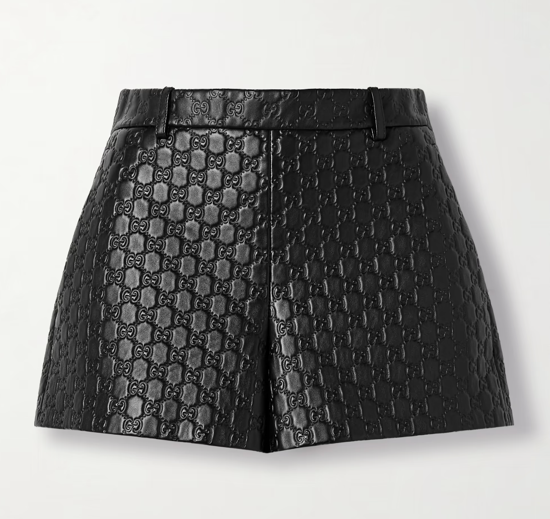 GUCCI Debossed leather shorts