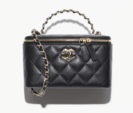 Long vanity bag with chain strap