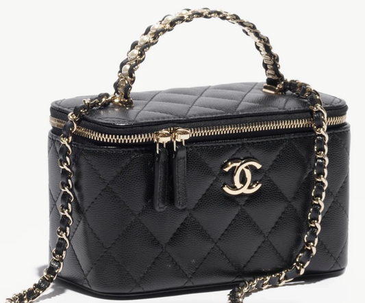 Long vanity bag with chain strap