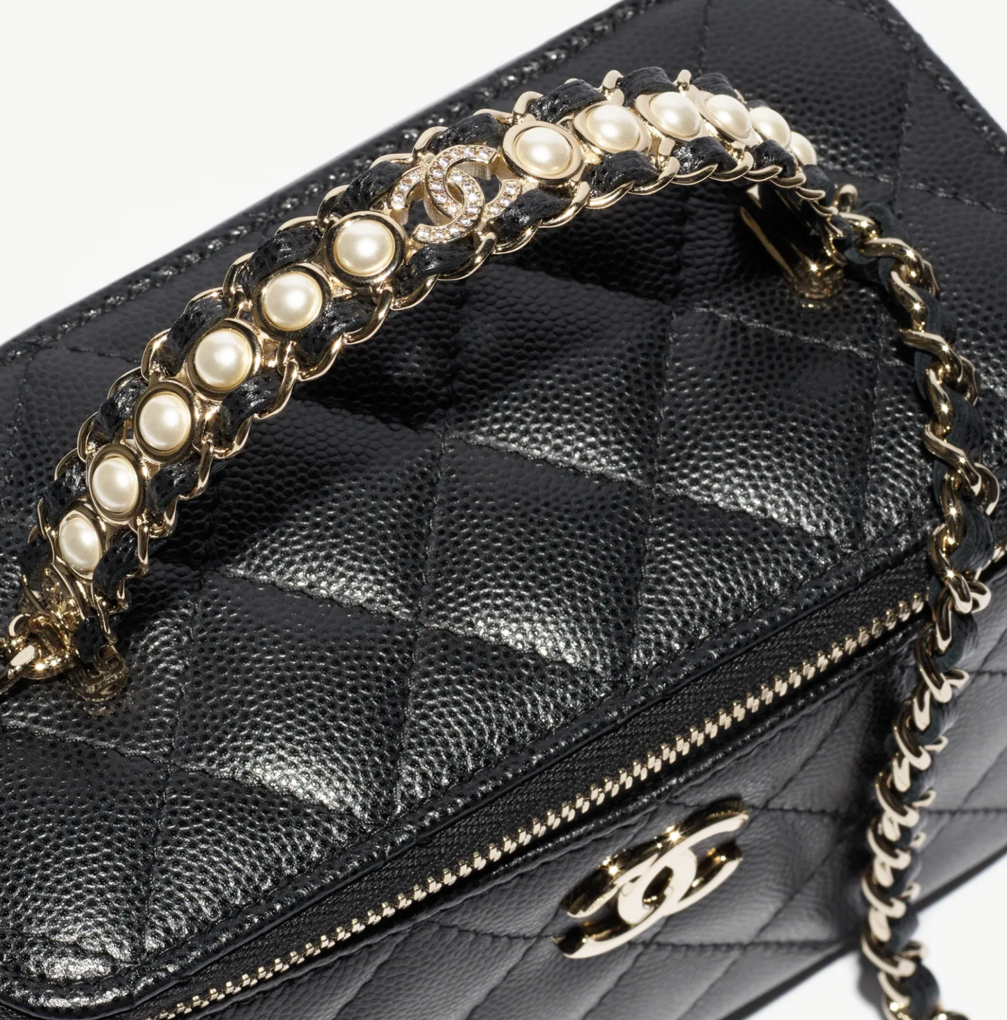 Long vanity bag with chain strap
