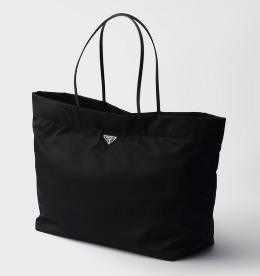 Large Re-Nylon and Saffiano leather tote bag
