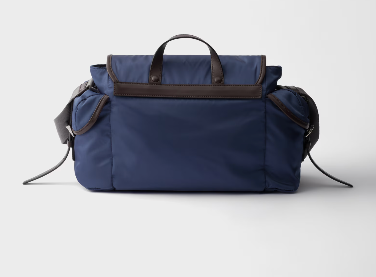 Re-Nylon and leather shoulder bag
