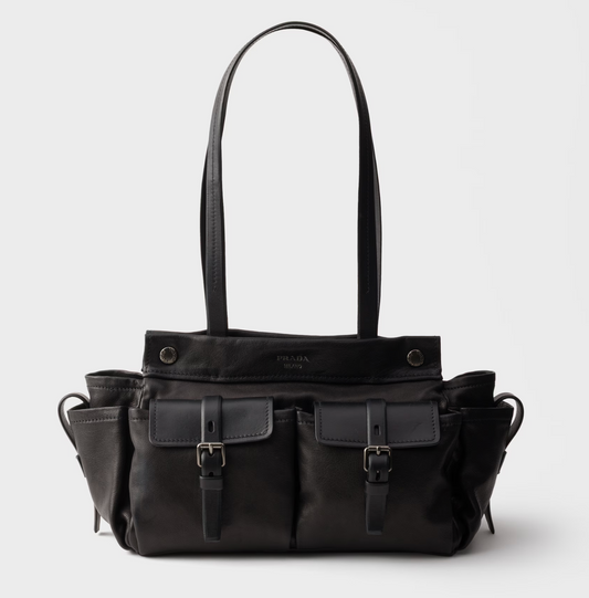 Prada Route medium leather tote bag