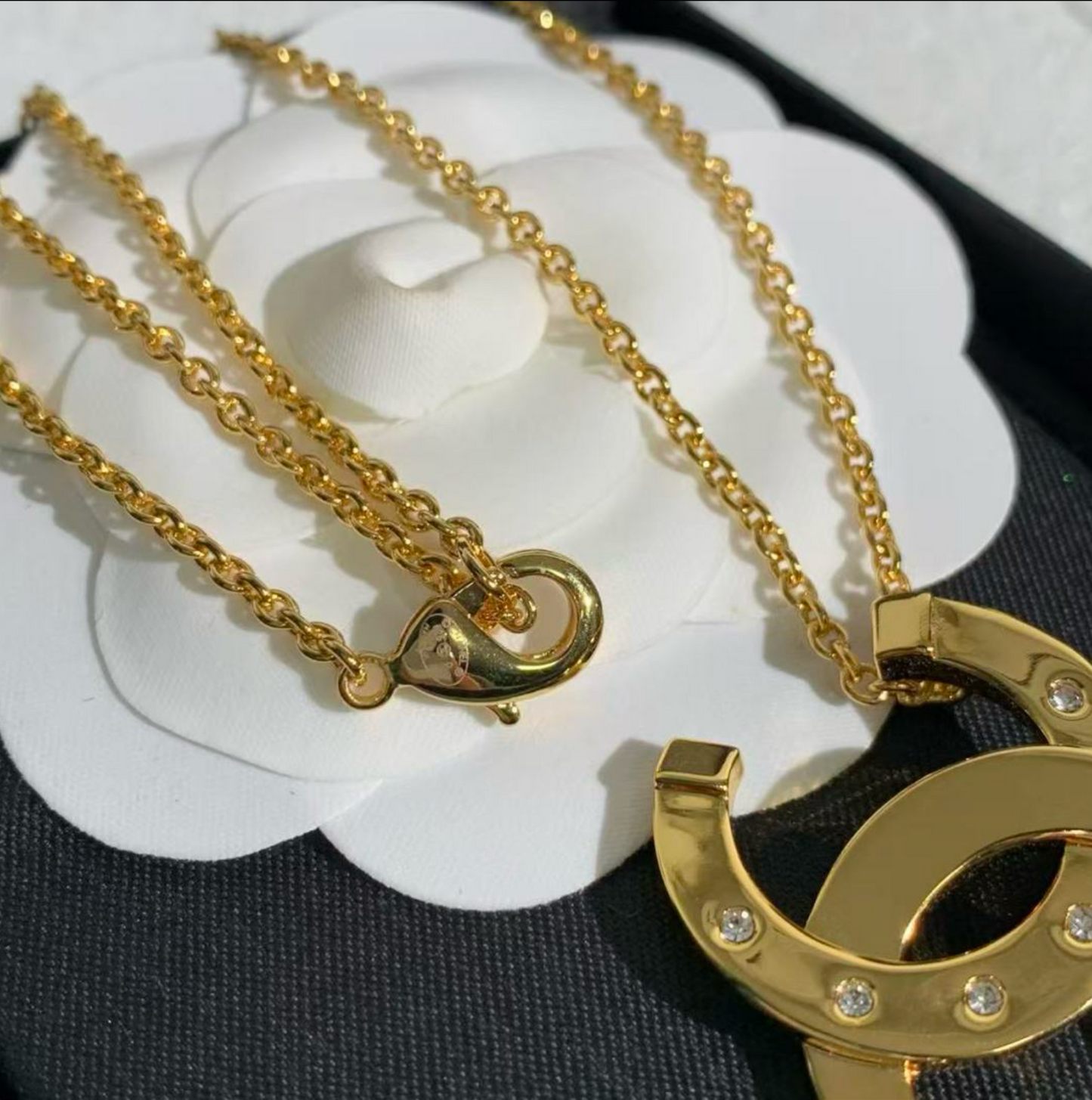 Chanel Metal CC Paris Button Necklace Gold