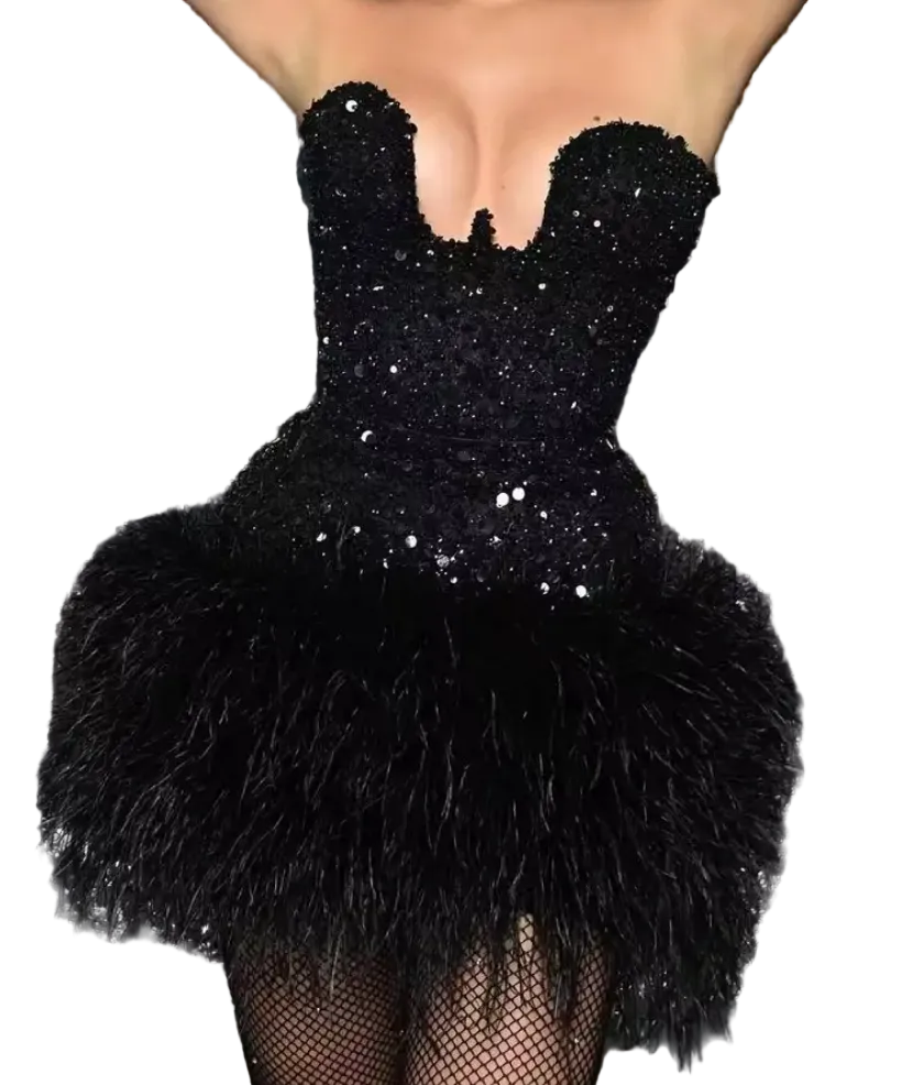 Strapless sequin mini dress