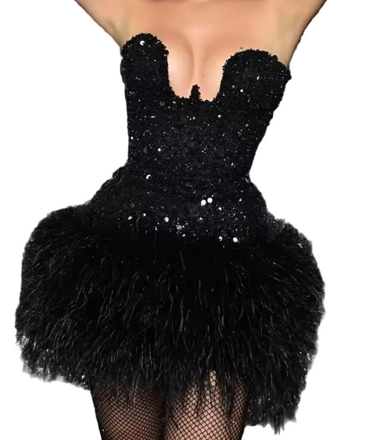 Strapless sequin mini dress