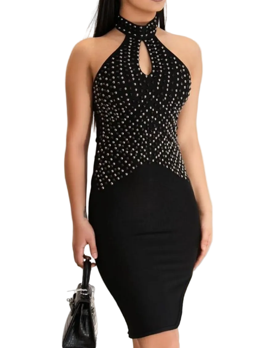 Black bodycon midi dress