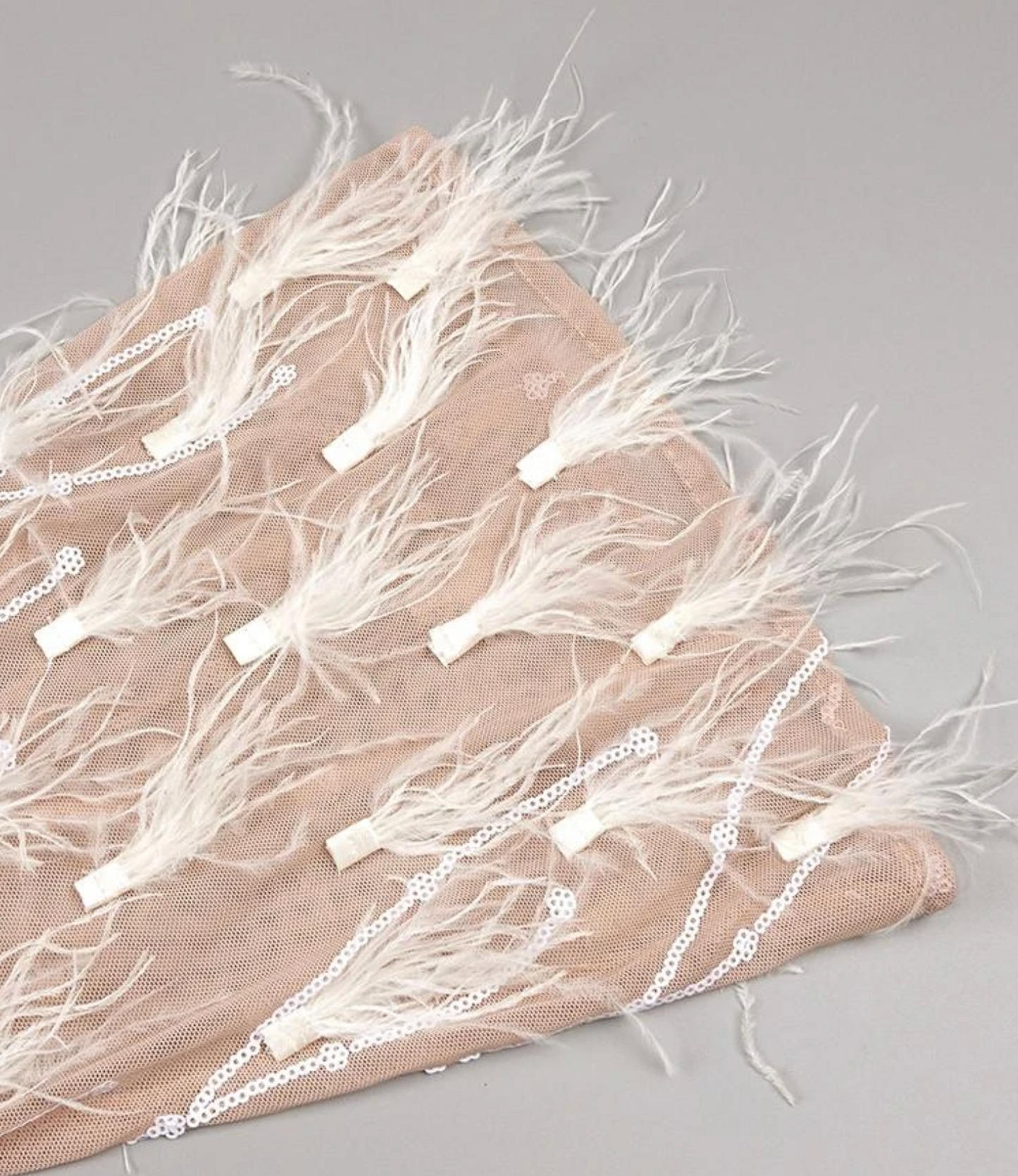 Beads and feather mini dress