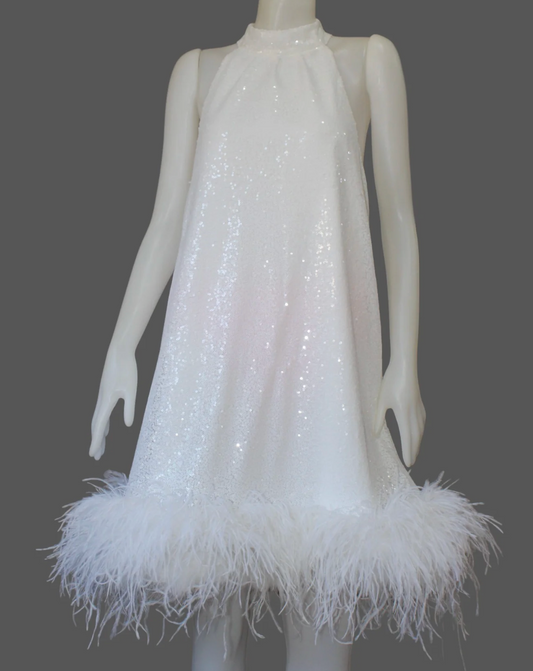 Sequin sleeveless halter neck dress