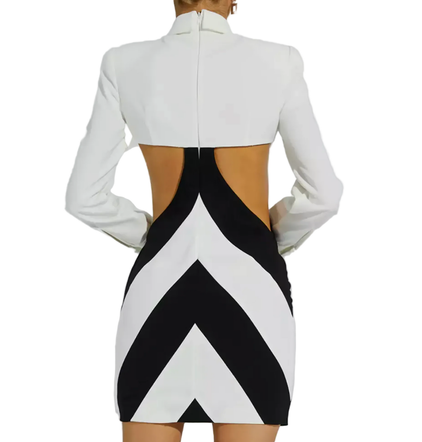 White Cut Out Long Sleeve Mini Dress