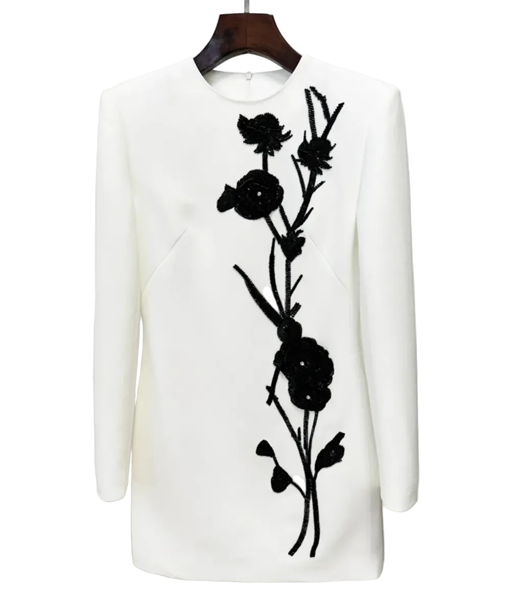 White Long Sleeved Mini Dress