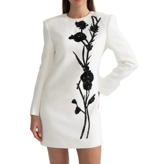 White Long Sleeved Mini Dress