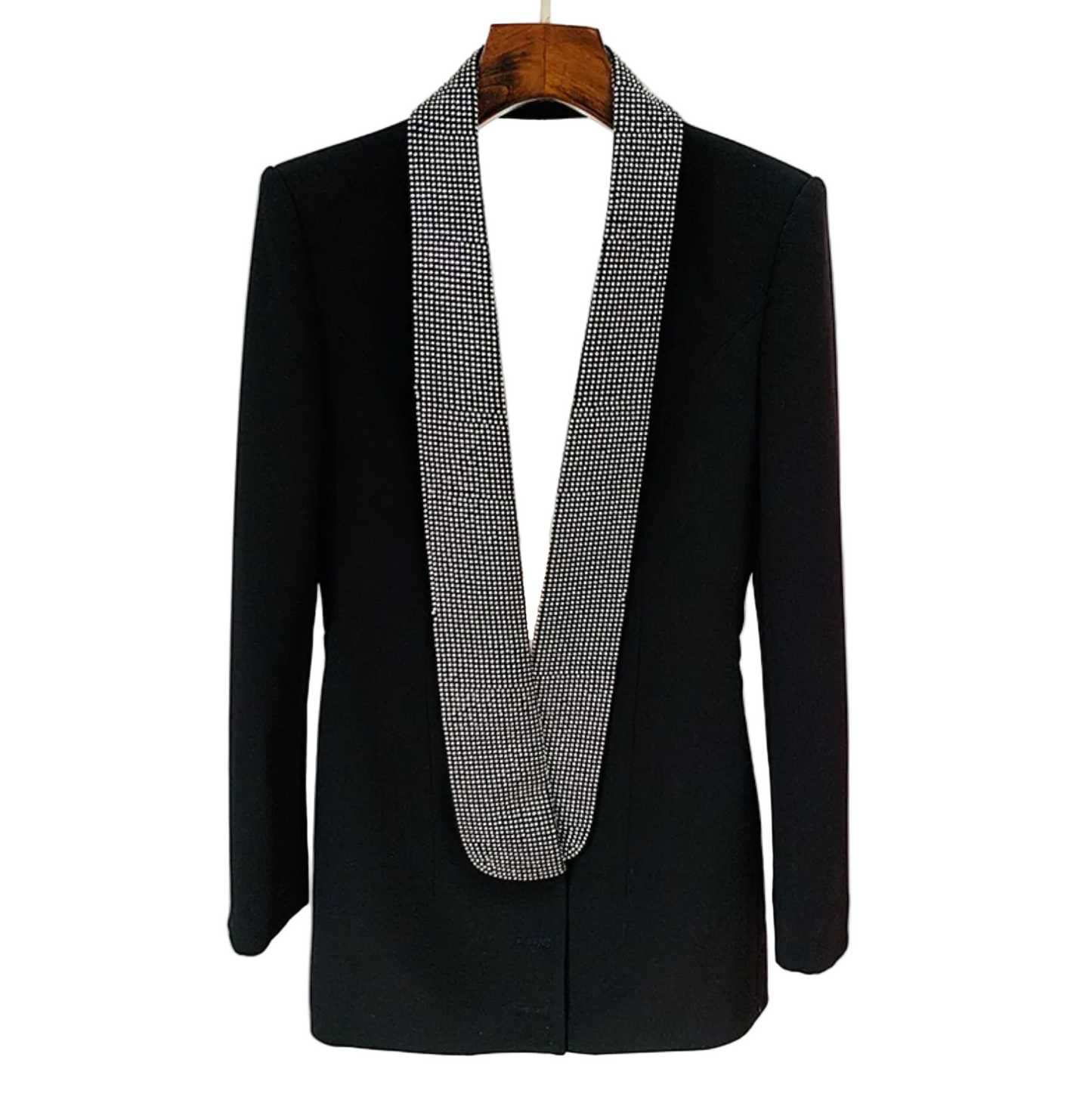 Deep V-neck shawl collar blazer