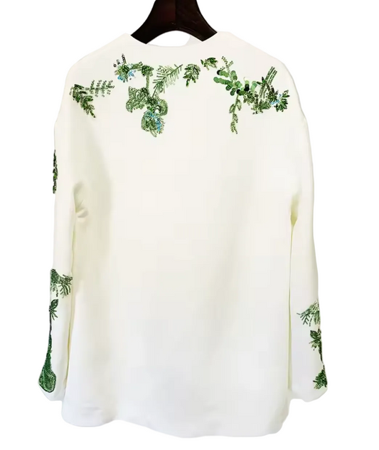 Two-piece ensemble beaded floral suit