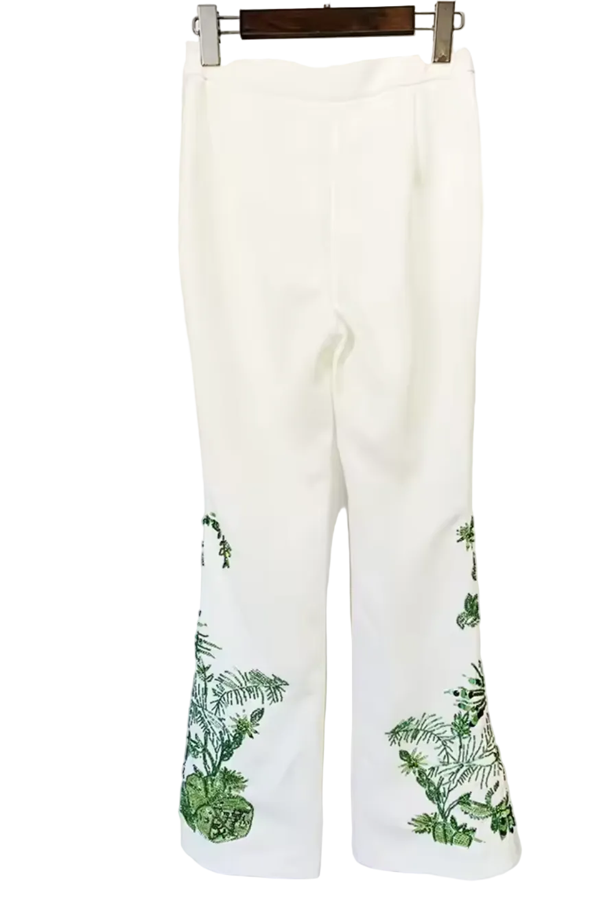 Two-piece ensemble beaded floral suit