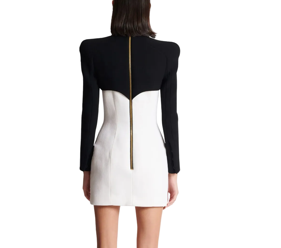 Black and white Balmain crepe minidress