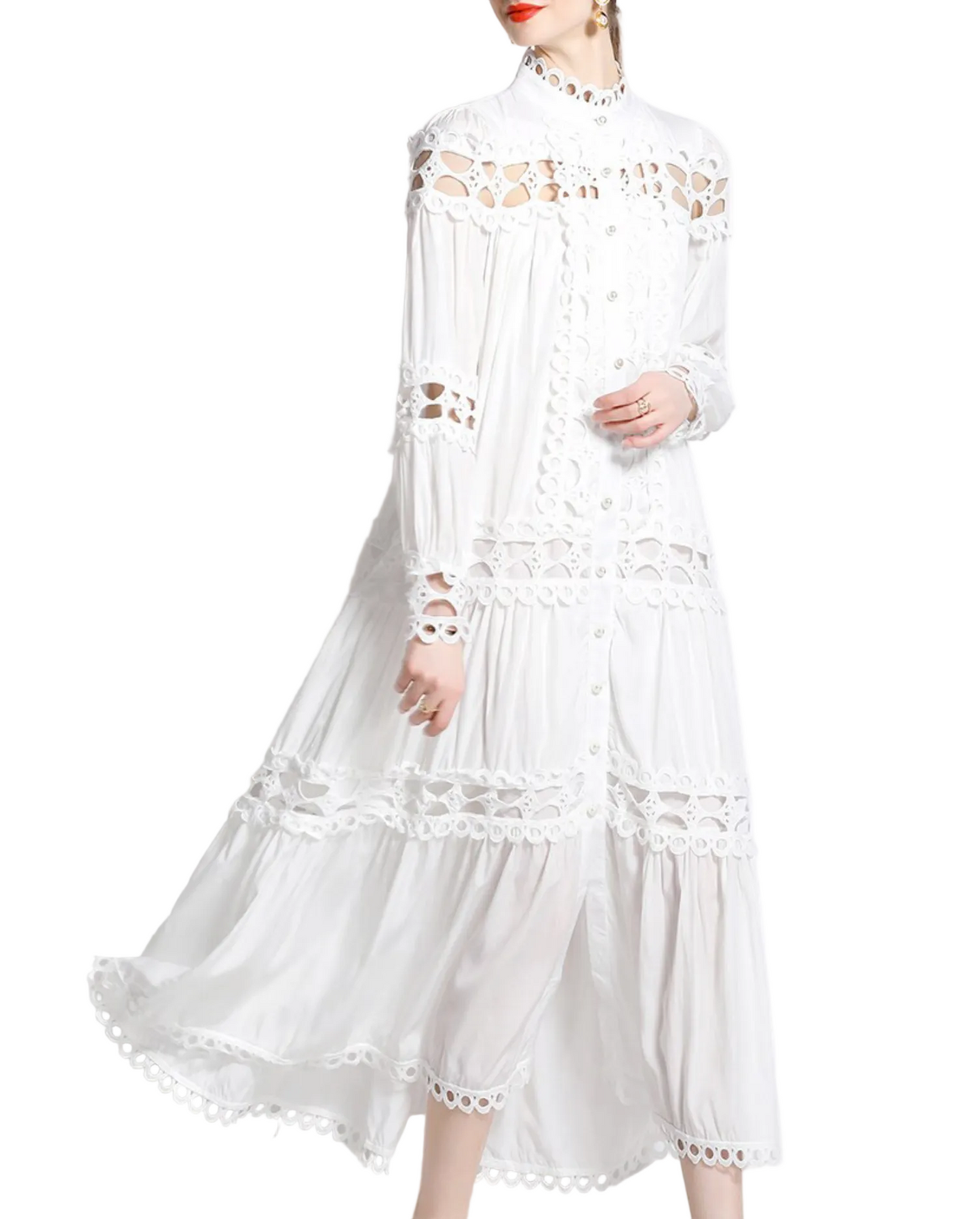 A tiered maxi dress