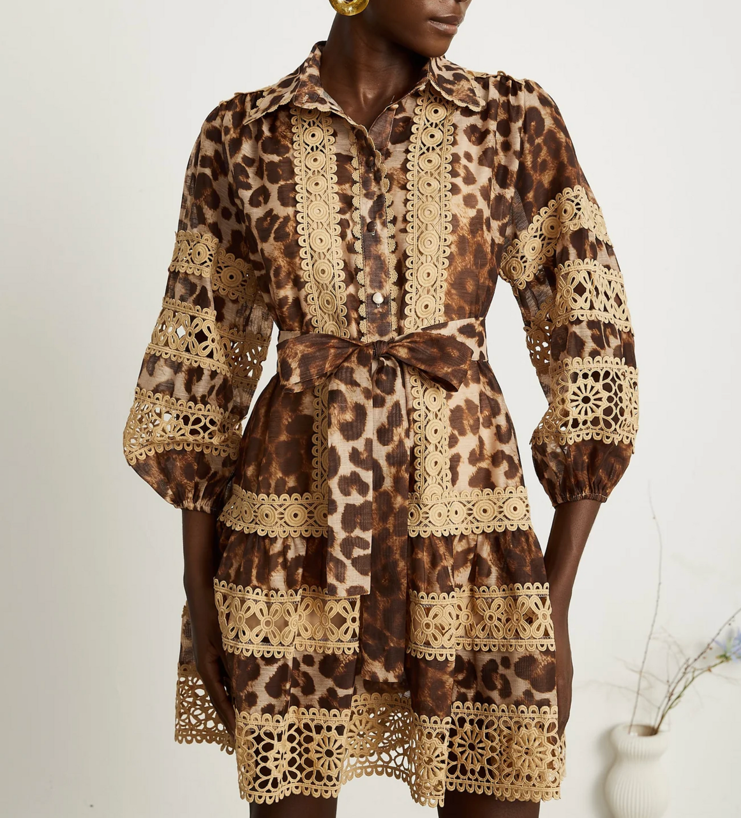 Léonor leopard-print cut-out panelled mini dress