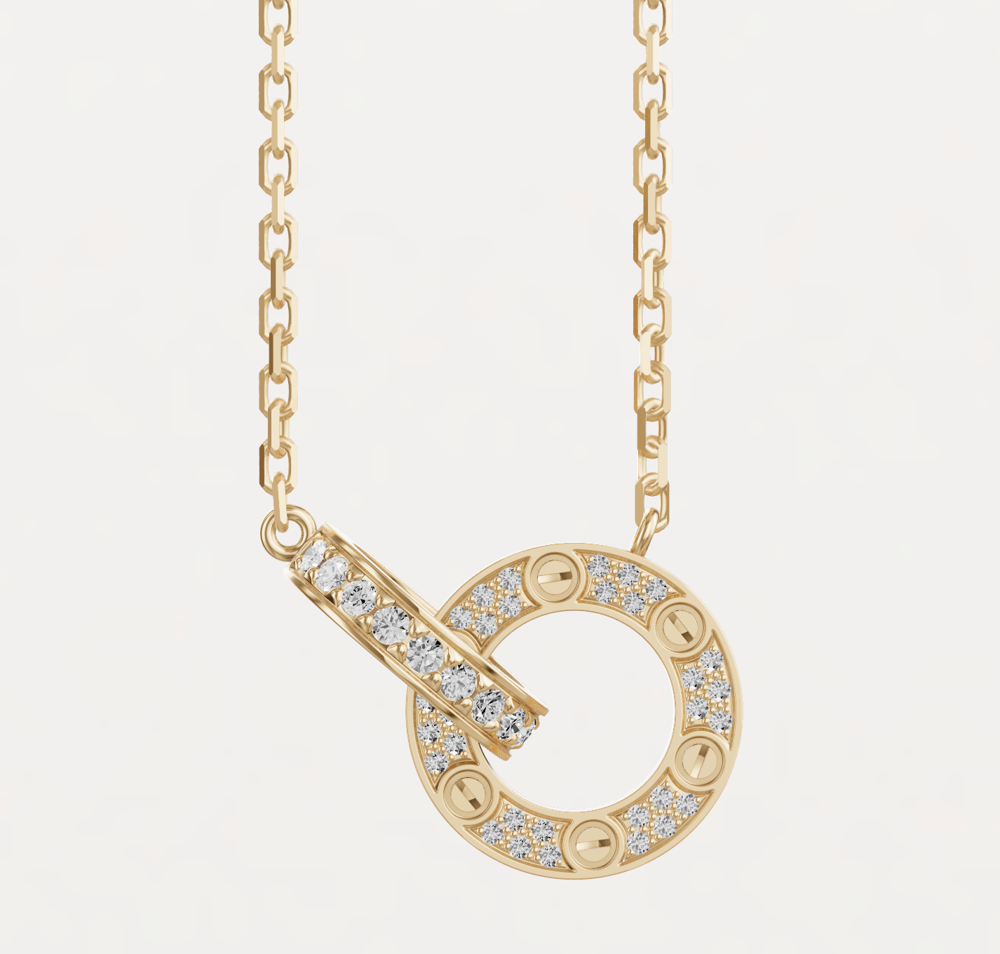 Cartier LOVE pendant, paved necklace