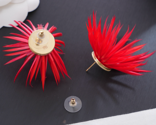 Chanel Metal & Feather Earrings