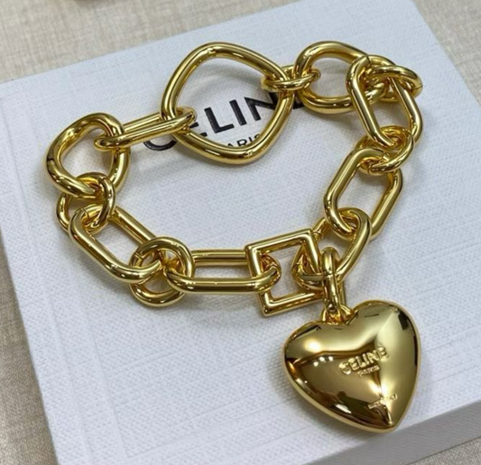 CELINE Heart Chain Bracelet Gold