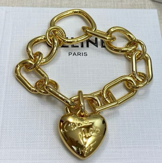 CELINE Heart Chain Bracelet Gold