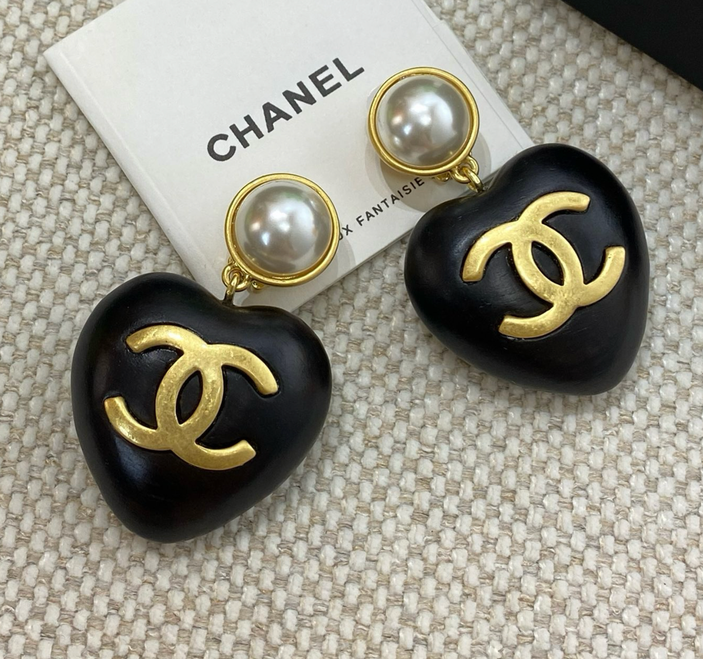 Chanel Wood Puffed Heart Earring
