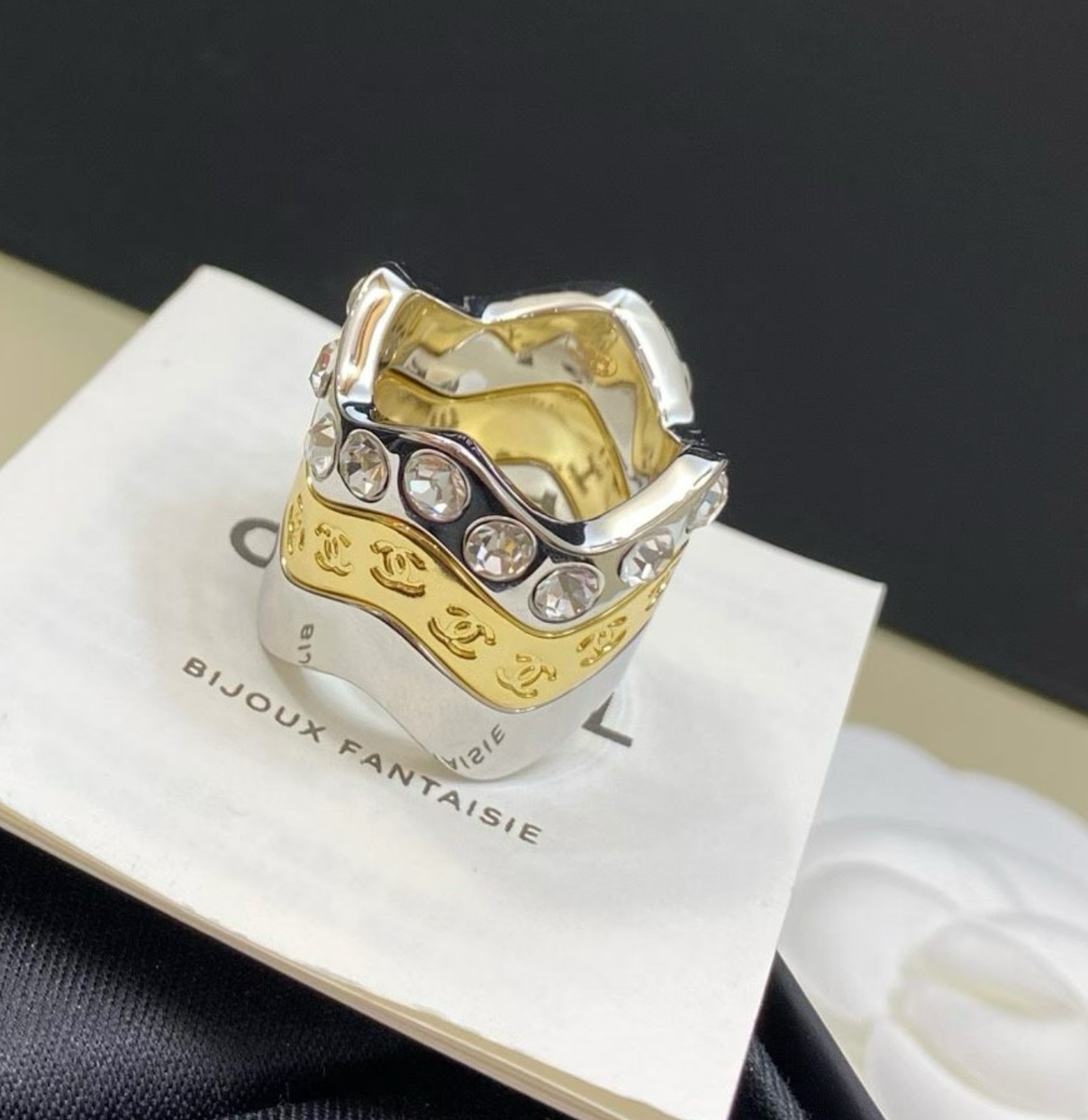 CHANEL Three-Piece Wave Stacking Ring