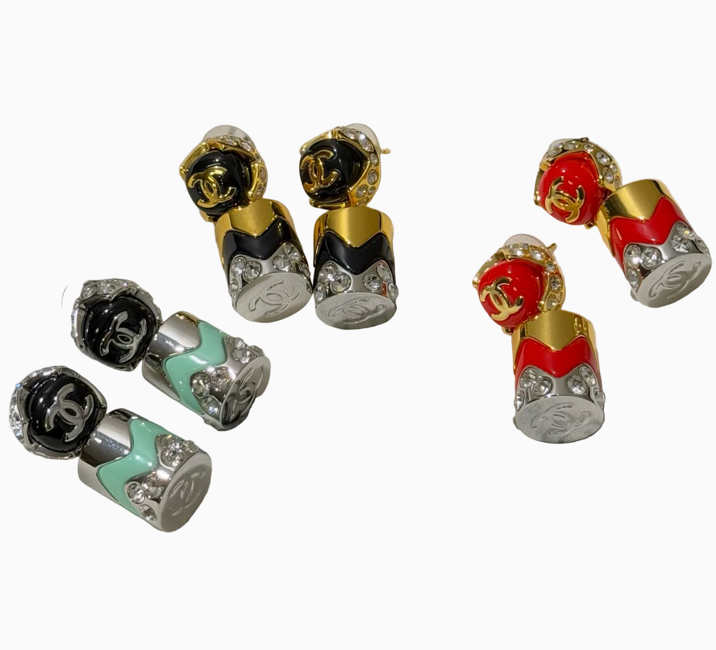Chanel Pendant Lipstick/Rouge Drop Earrings