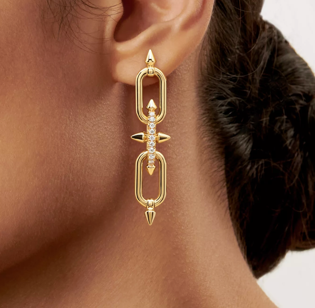Tiffany-style Hardware link drop earrings