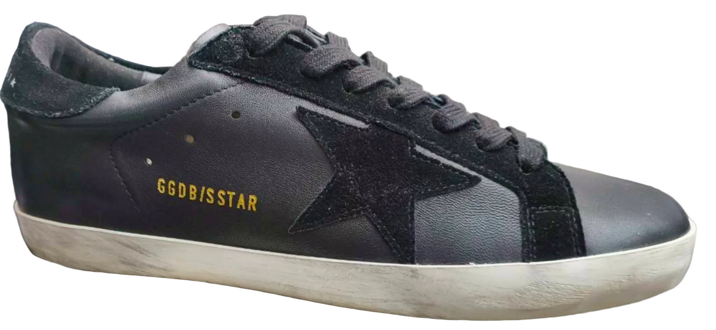 GGDB Super-Star in black leather with a black suede star