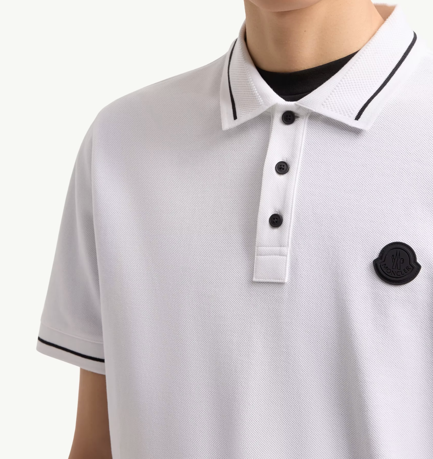 Moncler Logo Patch Cotton Polo Shirt