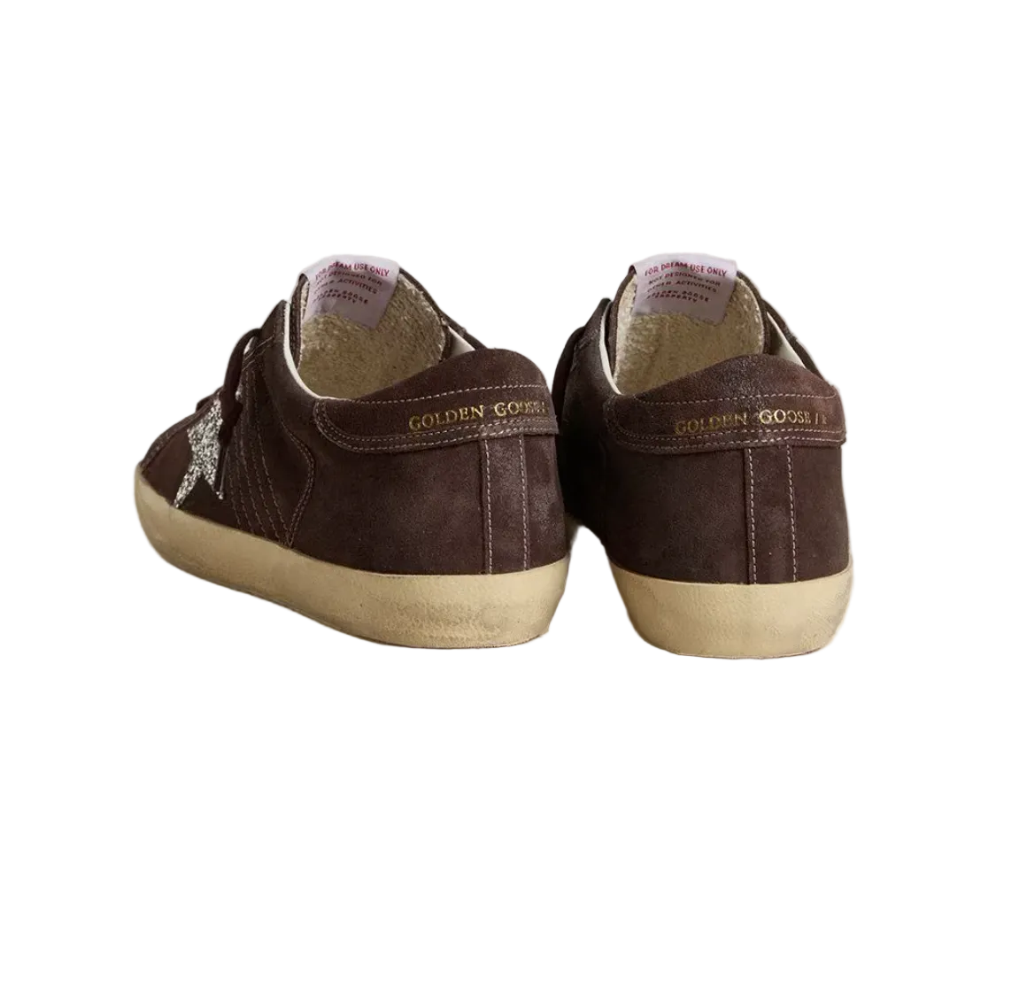 Super-Star in brown suede with silver glitter star