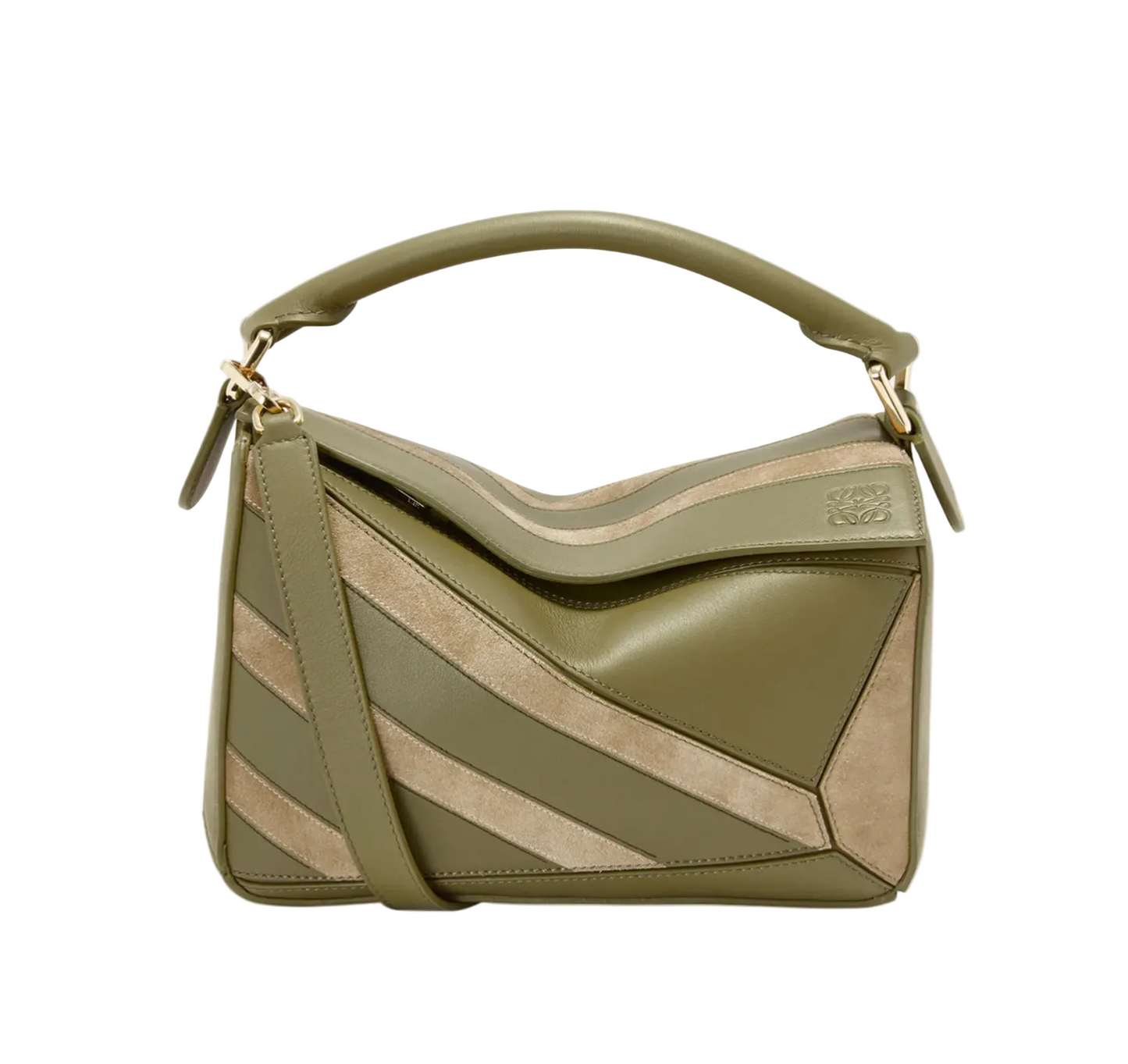 Puzzle Top-Handle Bag in Striped Leather