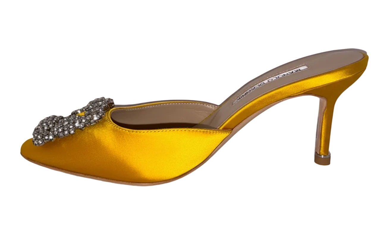 Manolo Blahnik Hangisimu 70 Embellished Satin Mules