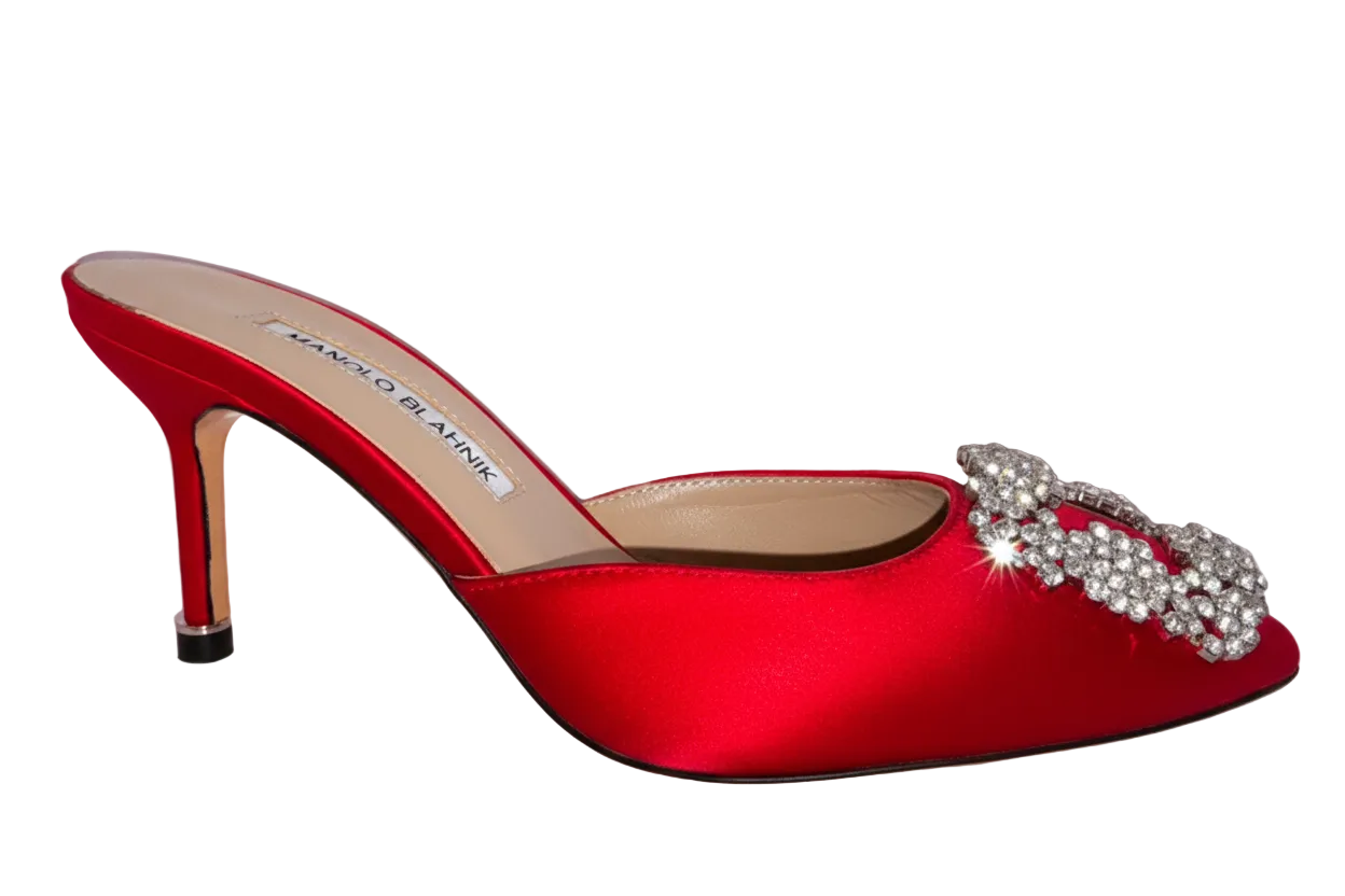 Manolo Blahnik Hangisimu 70 Embellished Satin Mules