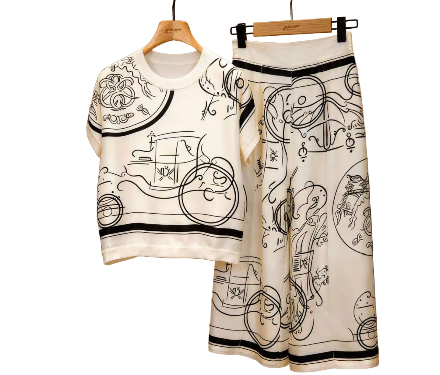 Hermès "Ex-Libris à Main Levée" Two-Piece Matching Set.